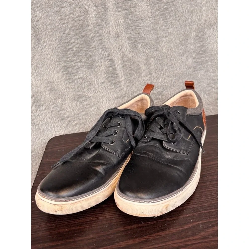 J.Ferrar Clay Mens Black Brown Low Top Lace Up Sneakers 016-8008 Size 9M